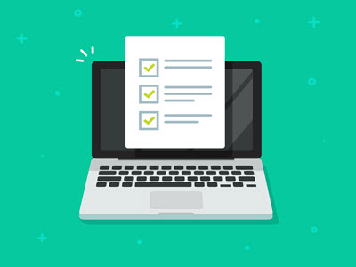 checklist on laptop screen