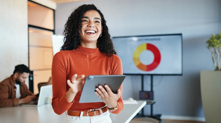business administration professional using tablet