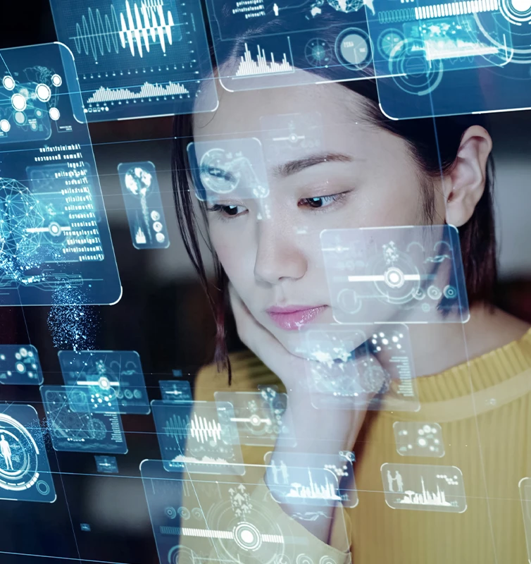 Woman looking at a screen
