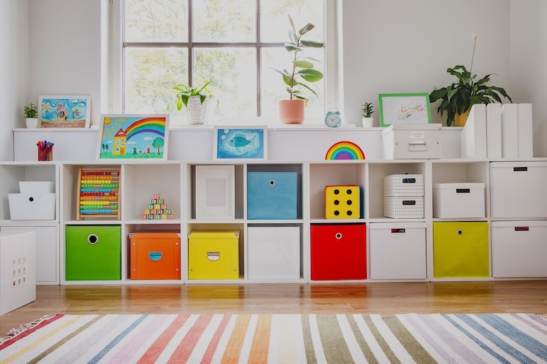 preschool classroom organized cubbies