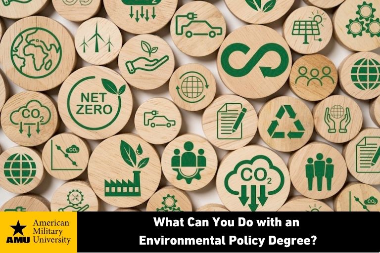environmental policy icons printed on wooden chips